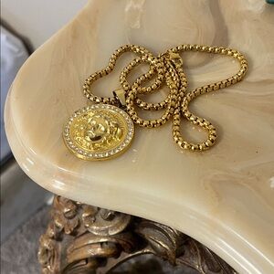 Gold and Silver Medallion Necklace